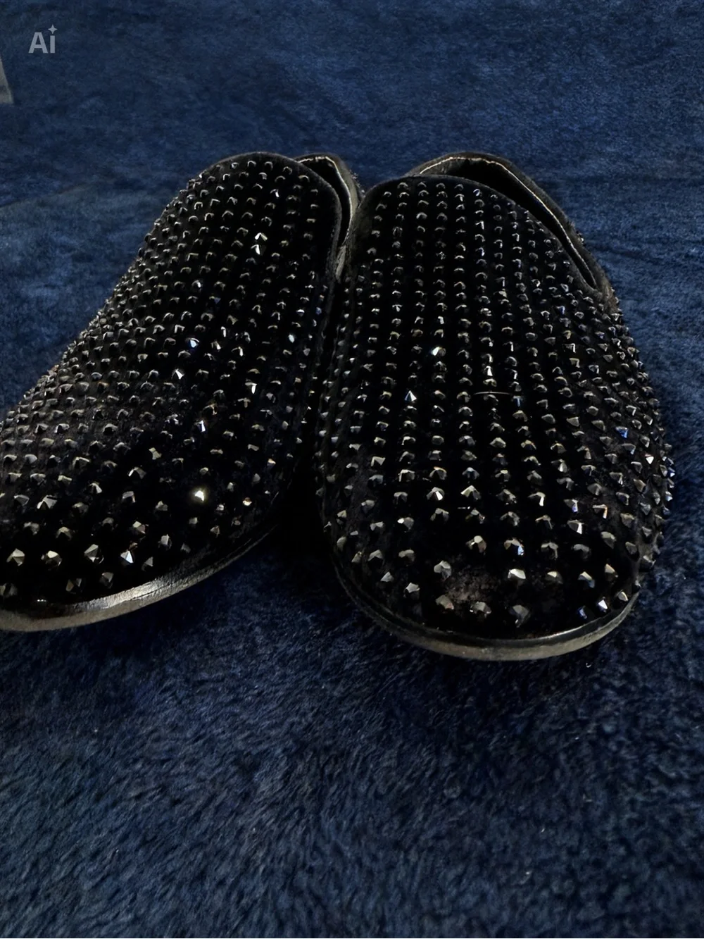 Steve Madden Black Studded Velvet Slip-On Loafers